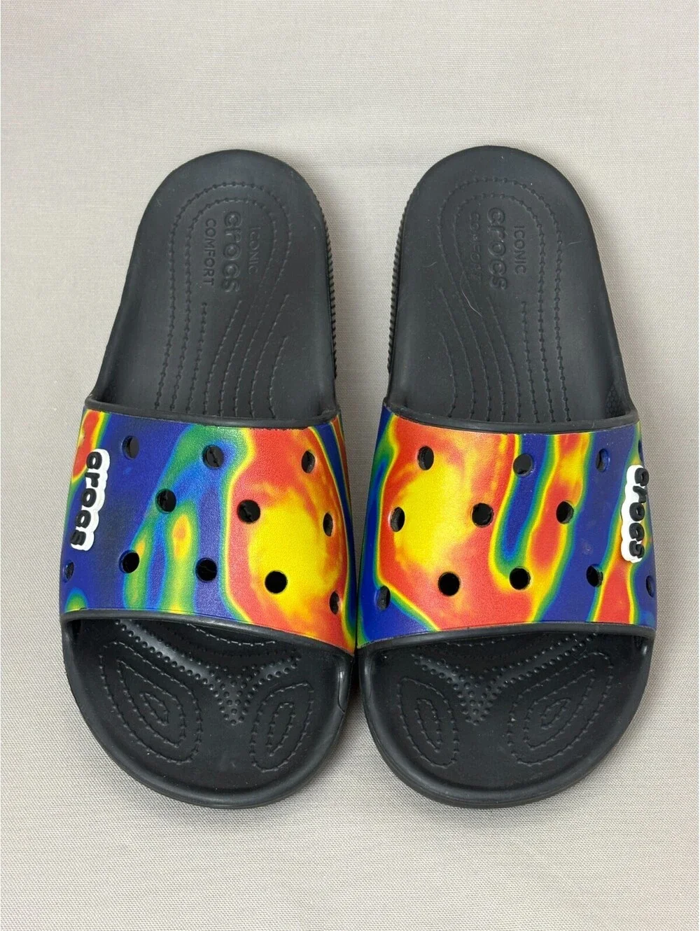 Crocs Classic Slide Sandals Mens 13 Heat Map Thermal Tie Dye Black Slip On M13